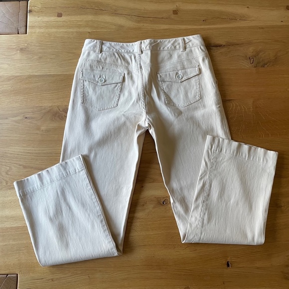 Y2K Banana Republic Stretch Pants - Slightly Ribbed Soft Texture - Cream - 4 - Picture 5 of 8